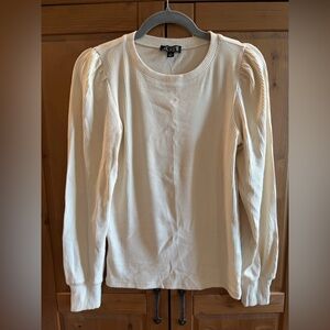 NWT J.Crew Vintage cream rib puff-sleeve top - Size Small